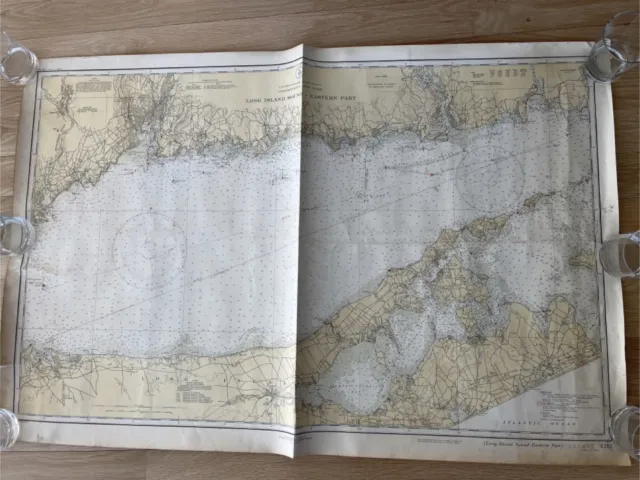 vintage  1936 No. 1212 nautical Chart Map Long Island Sound Eastern Part