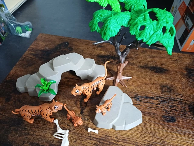 Lot Playmobil Vintage Safari - Set 3413 3414 - Savane Avec Zèbres, Arbre, Explorateurs - Bon État
