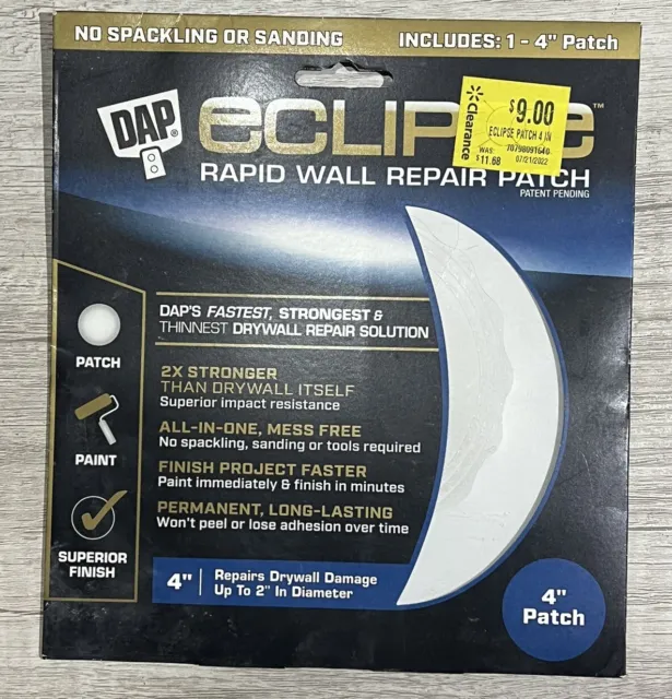 DAP Eclipse Rapid Wall Repair Patch—-One 4” Patch NEW