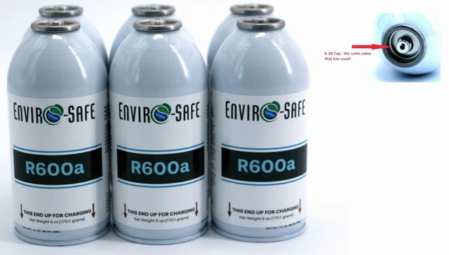 Enviro-Safe R-600a Refrigerant 7/16" Self Sealing K28 Top 6 Pk Invert to Charge