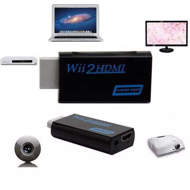 3.5mm Audio Output Jack Wii to HDMI Wii2HDMI Full HD 1080P Converter Adap ShJ*DC