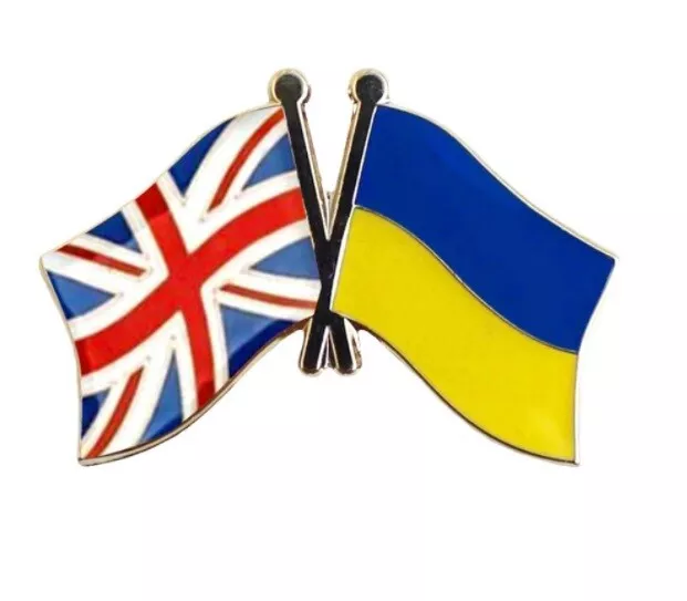 Ukraine U.K Ukrainian Friendship Brooch Country Flag Lapel Pin Badge