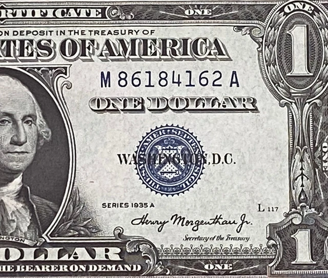 1935 A  $1 Dollar Silver Certificate (Blue Seal) Block M-A , Uncirculated