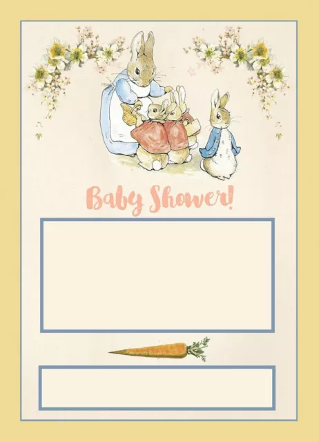 PETER RABIT Baby Shower Invitations - Gender Reveal Invites - FREE NEXT DAY POST