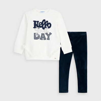 Mayoral Girls Embroidered Leggings set in Navy (4728-55) Aged 2-8 Years