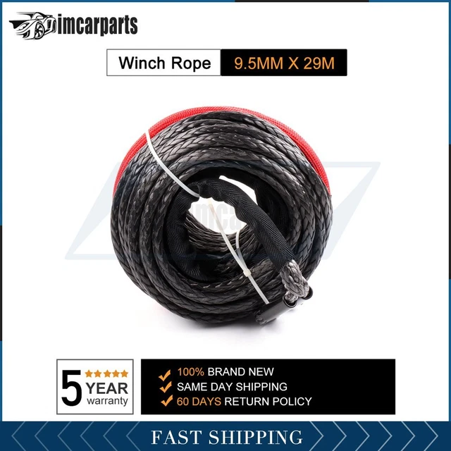 1X Winch Synthetic Rope 20500LBS Line Recovery Cable Off-road 3/8" x 95ft