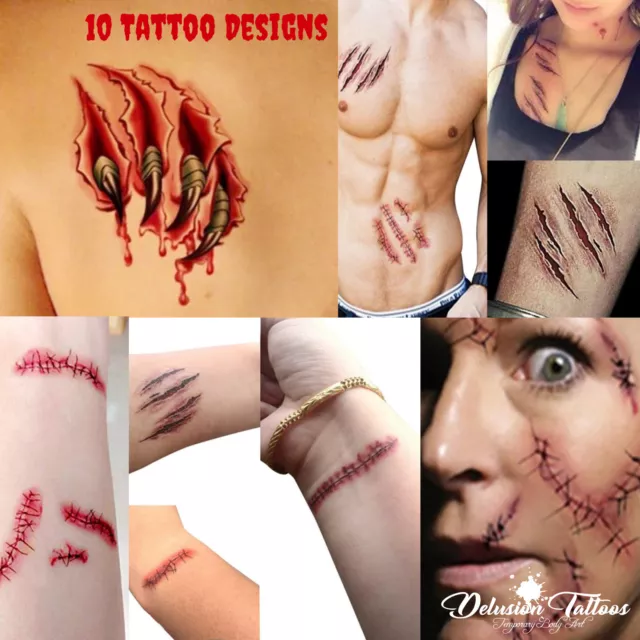 Temporary Tattoo Scars Blood Wounds