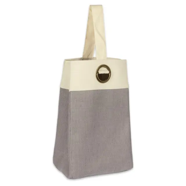 DII 10x14" Cotton Canvas Colorblock Single Strap Laundry Bag in Gray/Beige