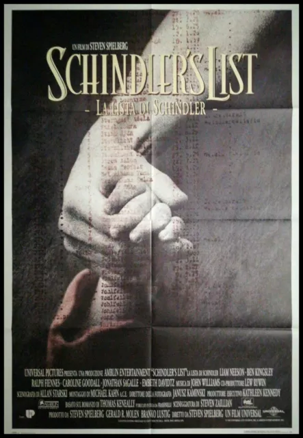 SCHINDLER'S LIST 1993 Original Movie Poster 39x55" 2Sh Italian SPIELBERG NEESON