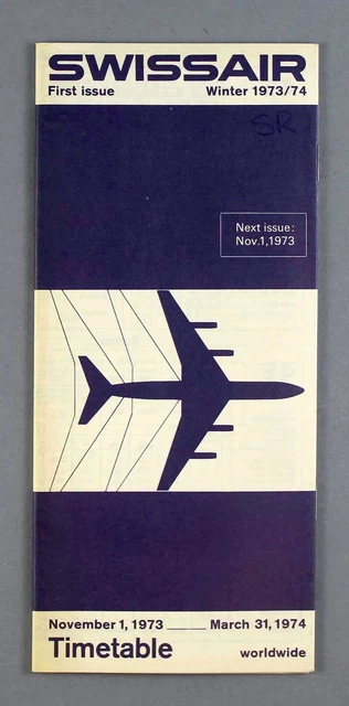 Swissair Airline Timetable Worldwide Winter 1973/74 Flugplan