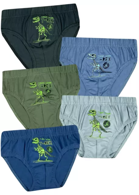 5 Jungen Slips Unterhosen Baumwolle Unterwäsche Unterhosen Kinder Dinosaurier