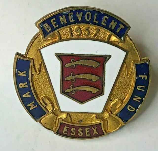 1957 Masonic Mark Benevolent Fund Essex Enamel Badge 35 x 36 mm