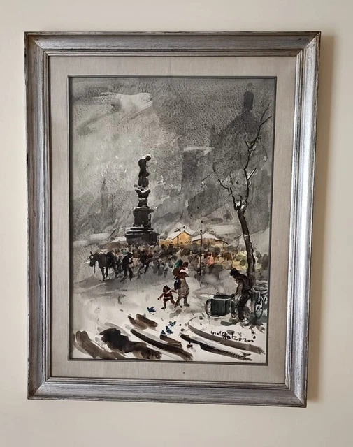 Quadro Giulio Falzoni "Vecchio Mercato Milano" (50x70 cm)
