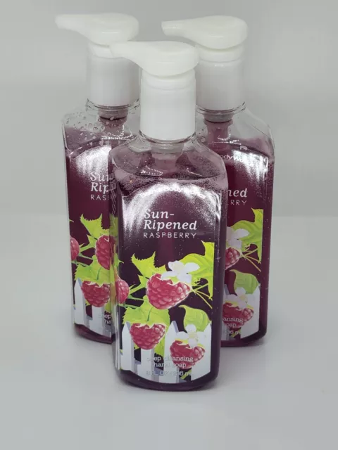 Bath & Body Works Sun Ripened Raspberry Deep Cleansing Hand Soap x3 - 8oz each