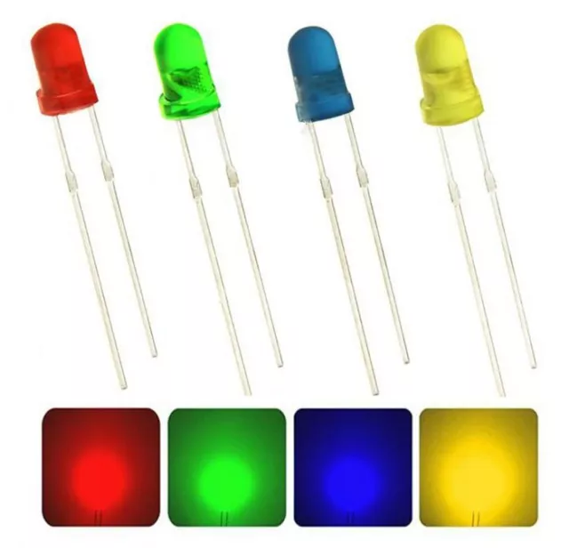 10 x 5mm Self Flashing Blinking Diffused LED Blue Yellow Green Red 1.5HZ