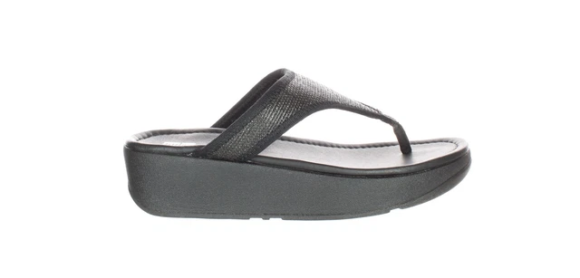 FitFlop Womens Lulu Black T-Strap Sandals Size 8 (7220735)