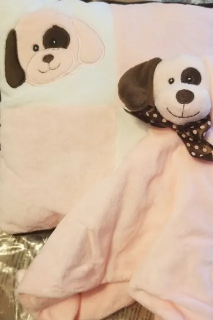 Baby Pink Puppy Pillow With Cuddle Blanket