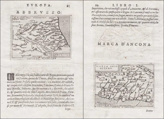 Marche Ancona Abruzzo l'Aquila Italia Italy carta mappa Ortelius Botero 1599