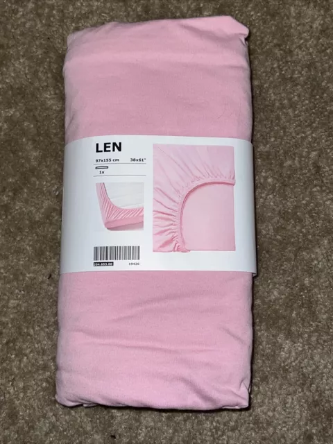 Ikea LEN Fitted Sheet 38 x 61" Pink New Kids Bed