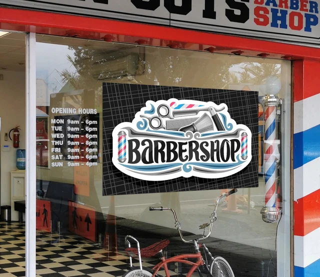 3D MAN HAIR Cut G132 Barber Shop Window Stickers Vinyl Wall Mural ...