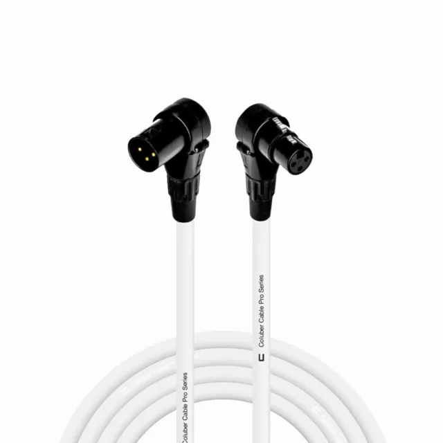 Right Angle 3-Pin XLR Male to RA Female Balanced Cable Custom Length, Color Cord