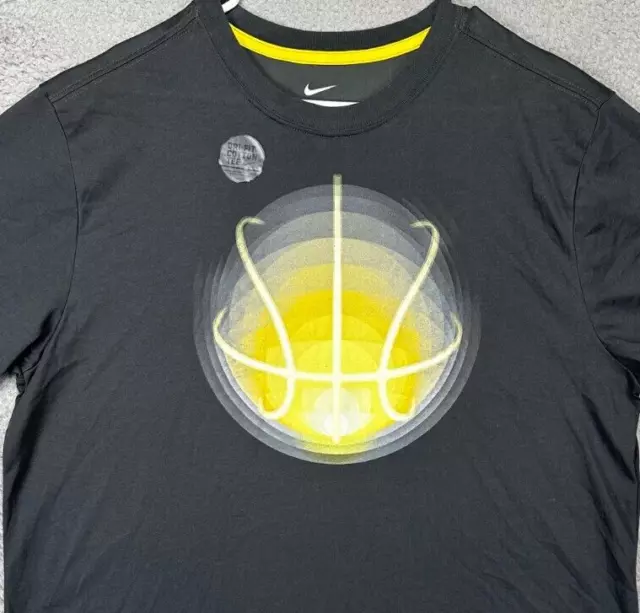 Nike Shirt Mens XL Dri-Fit Black Basketball Yellow Graphic T-Shirt Athletic NEW