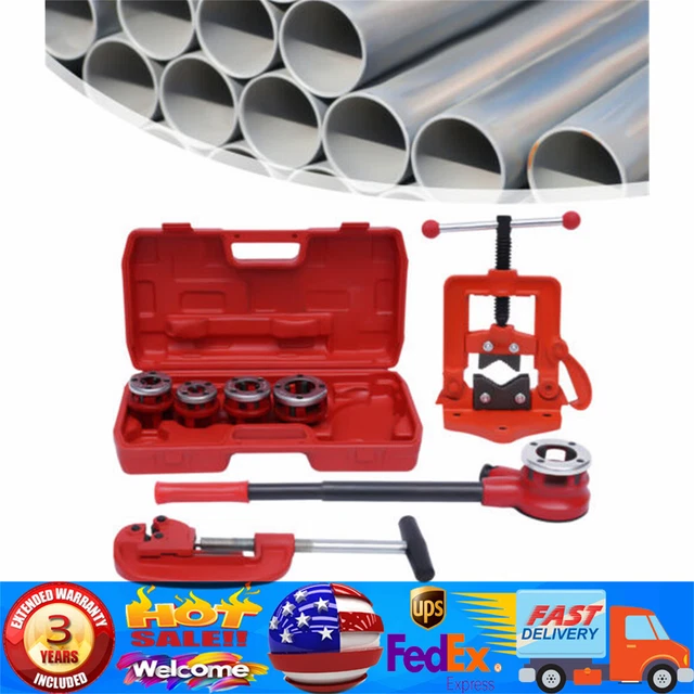 Pipe Threader Ratchet Typeand5 Dies Set Pipe Cutter Threading Tool 1/2" Up to 2"