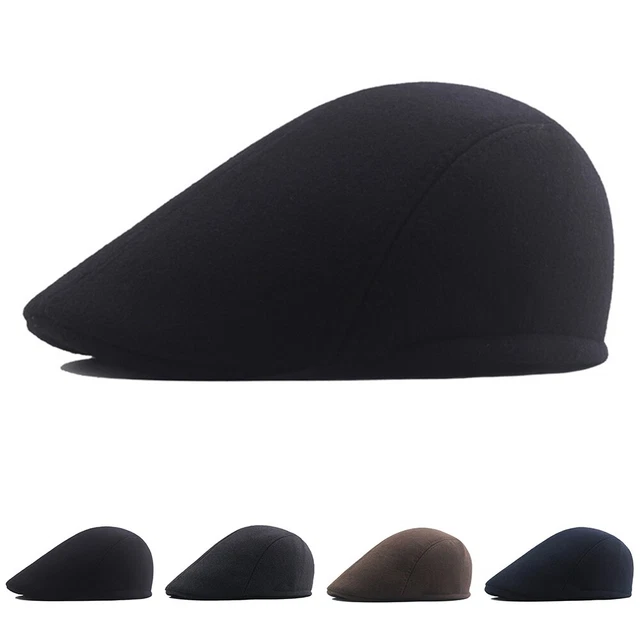 Sophisticated Men's Wool Blend Flat Cap Baker Boy Herringbone Beret Hat