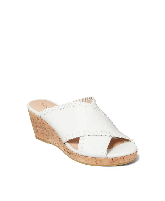 Jack Rogers Womens Sloane Mid Wedge Sandal, WHITE, Size 9.0