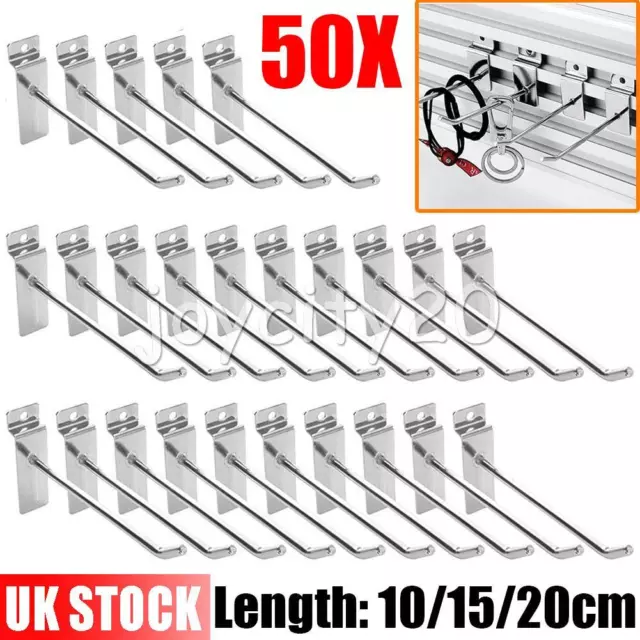 50X Slatwall Hooks Accessory Single Prong Shop Retail Display Hanger 4" 6" 8"