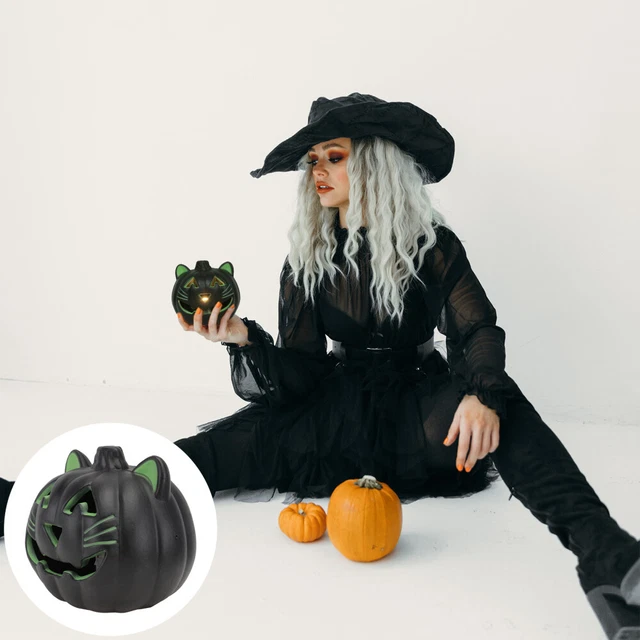 CAT PUMPKIN LIGHT Pre Lit Halloween Modeling Premium Material Night