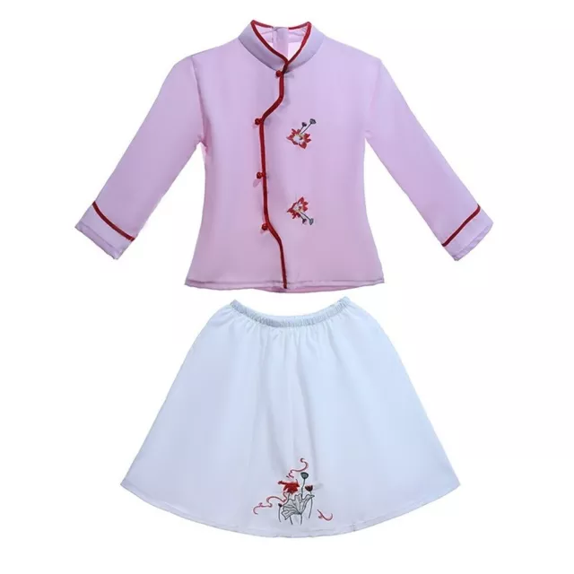 Kids Embroidered Tang Suit Girl Hanfu Chinese New Year Outfits Stage Costumes
