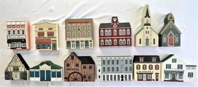 The Cats Meow Village Wood Block Homes Lot Of 12