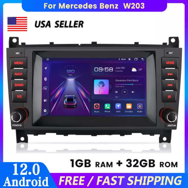 7" For Mercedes Benz C-Class C230 C240 C280 C320 Car Radio Android12 GPS NAV 32G