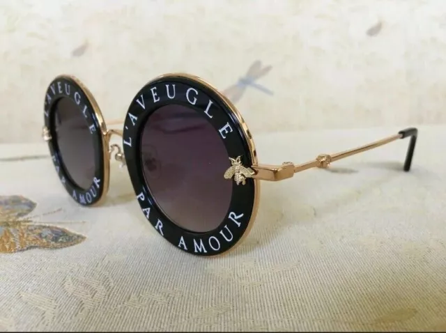 New Gucci GG0113S Oversized Round Black Women Sunglasses