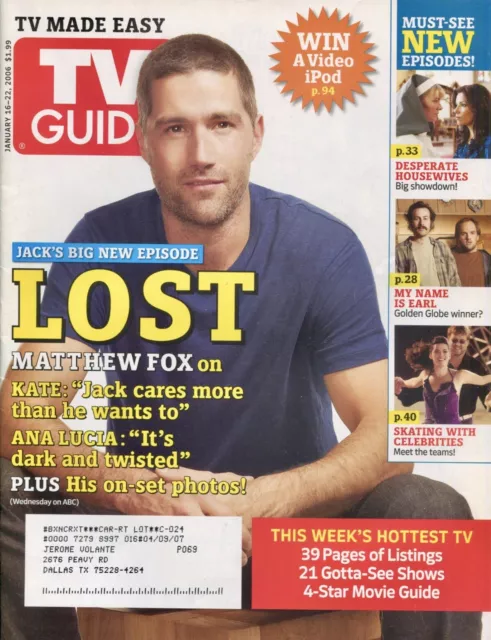 MATTHEW FOX Lost ~ TV Guide Magazine ~ January 16, 2006 ~ E-1-3