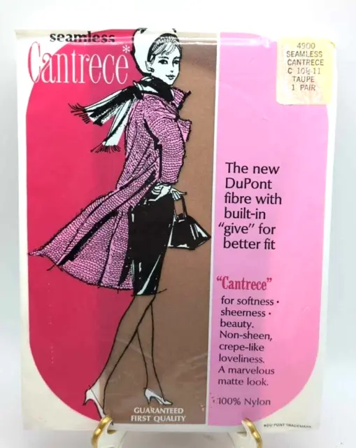 Vintage CANTRECE Seamless 100% Nylon Panty Hose #4900 Taupe Size C 10.5-11