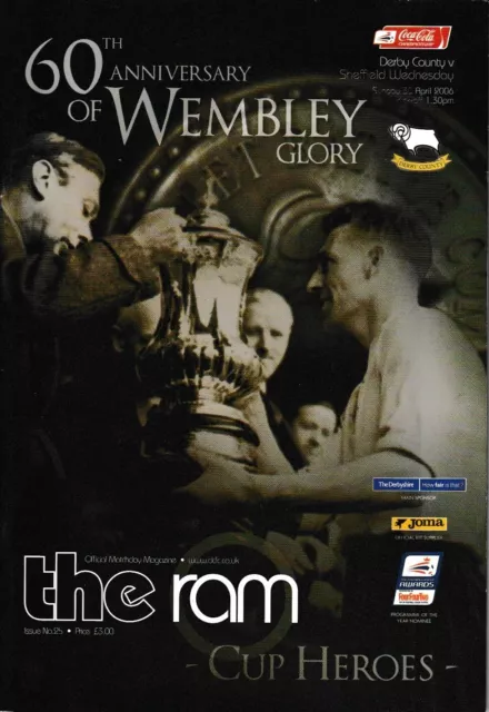 Derby County v Sheffield Wednesday programme, Championship, April 2006