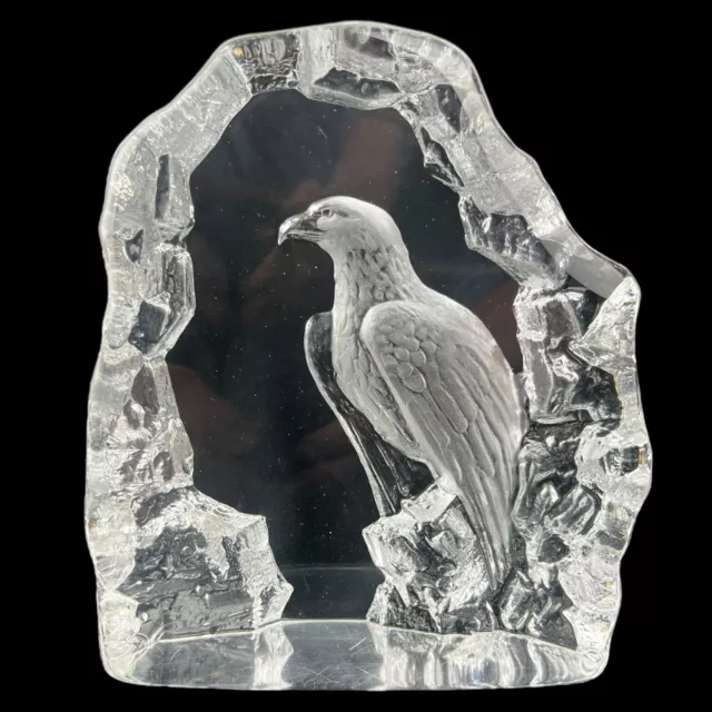 Royal Krona Mats Jonasson Signed Bald Eagle Crystal Figure Sculpture Sweden U26