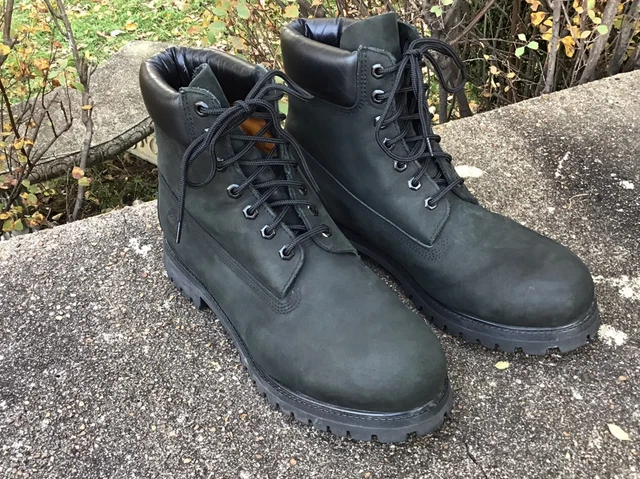 VINTAGE 90S TIMBERLAND Boots Rare OG Black Nubuck USA  display picture 2