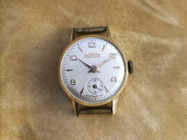 Orologio vintage Watch wristwatch Roamer 15 rubini oro 18k. Anni 50 fifties gold