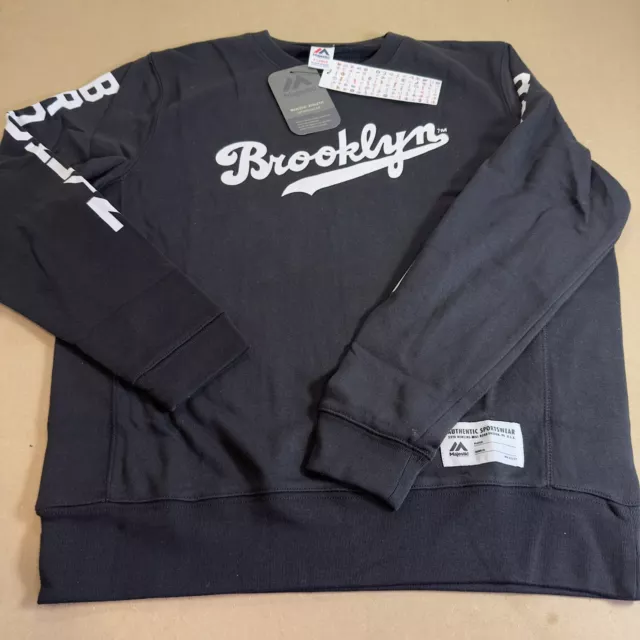 Brooklyn Dodgers Majestic Black Crew Sweat - Official Merchandise MLB - Large