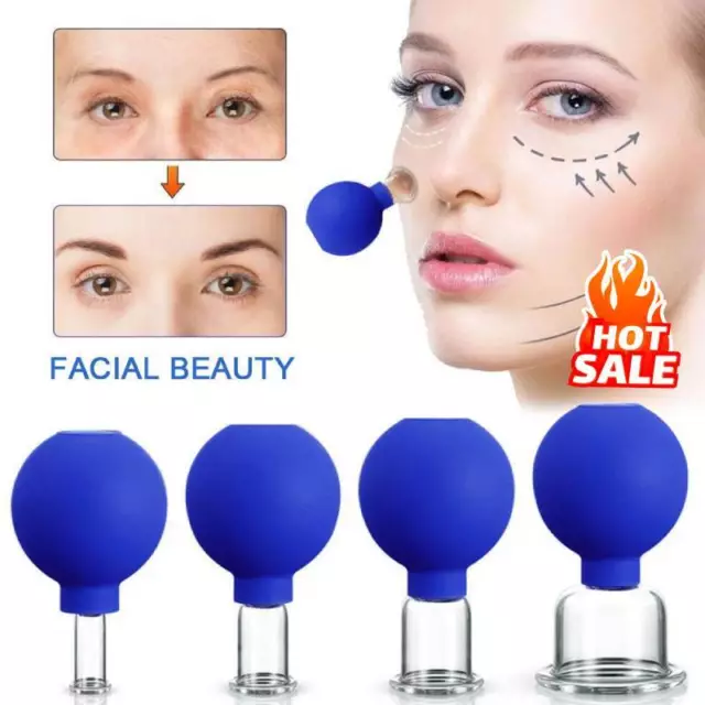 Anti-Cellulite Facial Massage Cupping Set Face Body Vacuum-Glass Silicone Cup UK