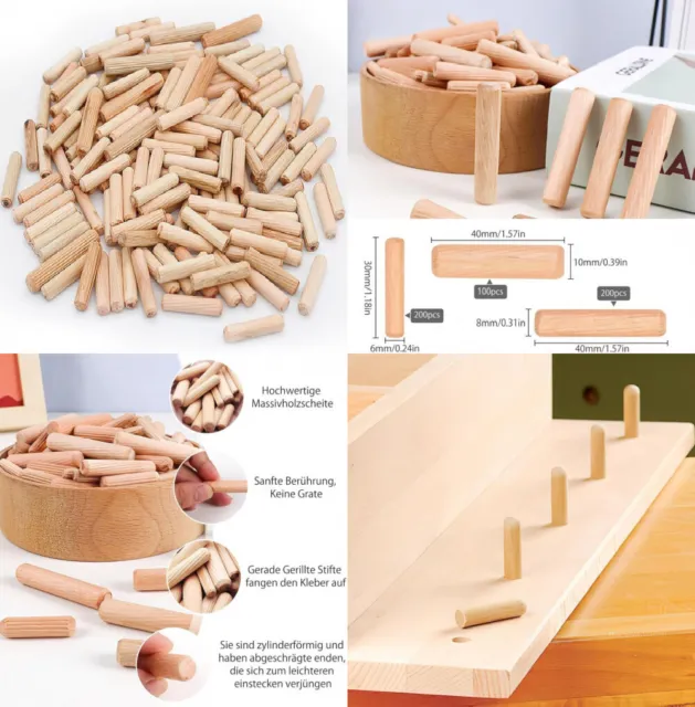 100pcs tasselli in legno tasselli scanalati in legno set di 100pcs