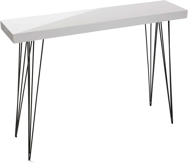 Iiaky Tavolo Consolle Bianco 100x35x75 cm in Legno Massello di Pino,Consolle Ingresso con Cassetti e Ripiani,Tavolo Consolle,Tavolino per Soggiorno, Ingresso,Corridoio