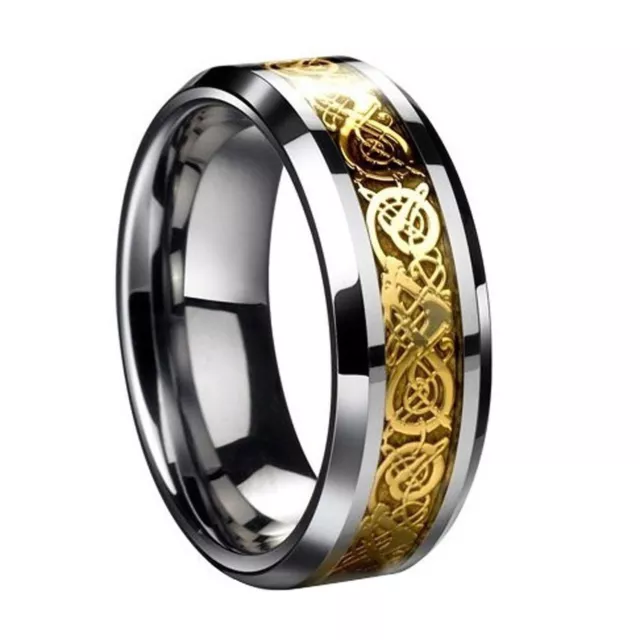 Drachenring Nordisch Keltisch Tribal Damen Herren Eloxiert Drache Ring Edelstahl