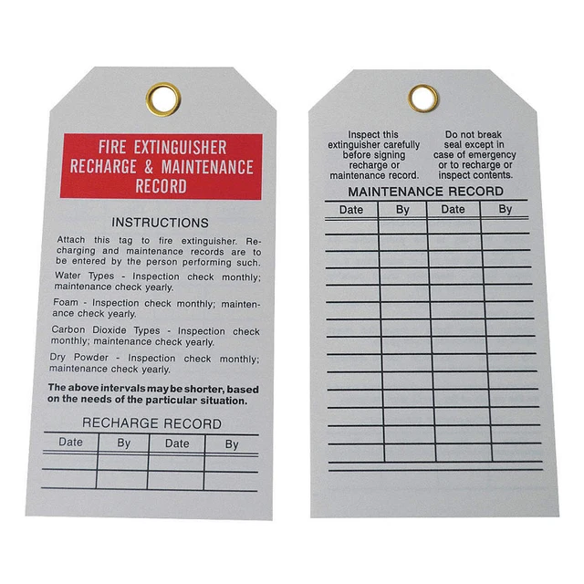 GRAINGER APPROVED 3AZ37 Fire Extinguisher Tag,PET,3"x5.75",PK25