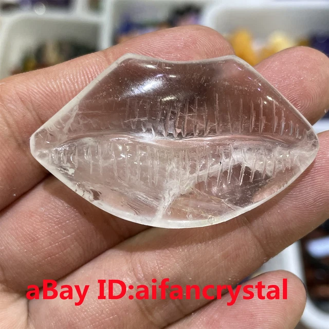 1PC Natural White crystal red lips Carved red lips Reiki quartz crystal Healing 5