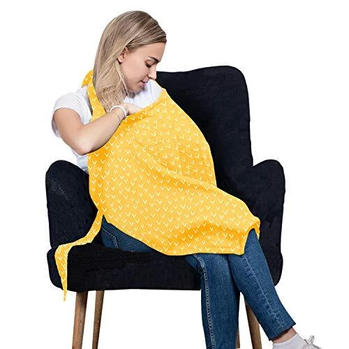 Cotton Nursing Cover – Large Breastfeeding Cover with Built-in Burp Cloth &
