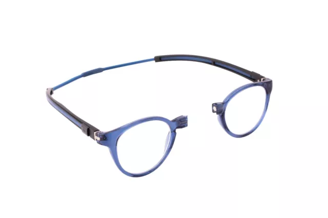 CliC Tube Pantos +2.00 Diopter Magnetic Reading Glasses: Expandable - Dark Blue